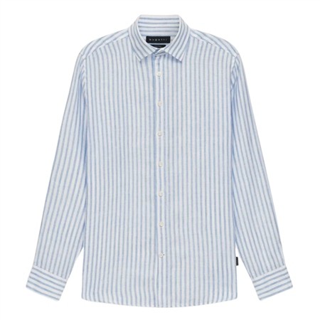 Bugatti Casual Linen Striped Shirt - Blue - M
