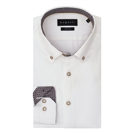 Bugatti Casual Long Sleeve Contrast Shirt - White - M