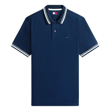 Tommy Jeans Tommy Flag Regular Fit Tipped Polo Shirt - Dark  Blue - S