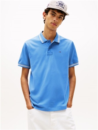 Tommy Jeans Tommy Flag Regular Fit Tipped Polo Shirt - Blue - XL