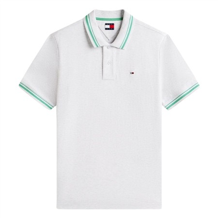 Tommy Jeans Tommy Flag Regular Fit Tipped Polo Shirt - Grey - M