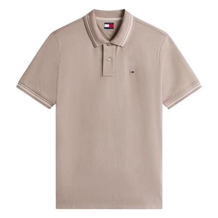 Tommy Jeans Tommy Flag Regular Fit Tipped Polo Shirt - Beige - S