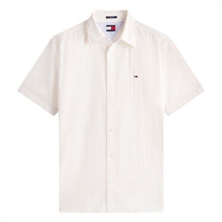 Tommy Jeans Regular Fit Seersucker Short Sleeve Shirt - White - M