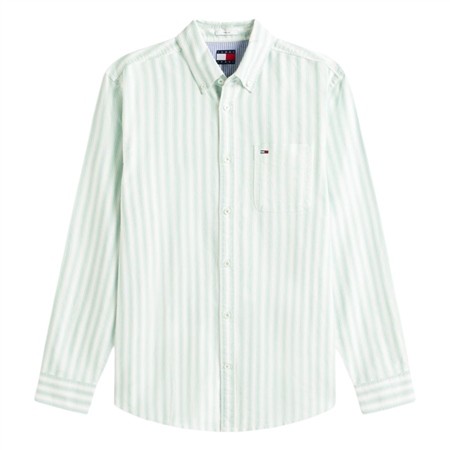 Tommy Jeans Regular Fit Stripe Oxford Shirt - Green - XL