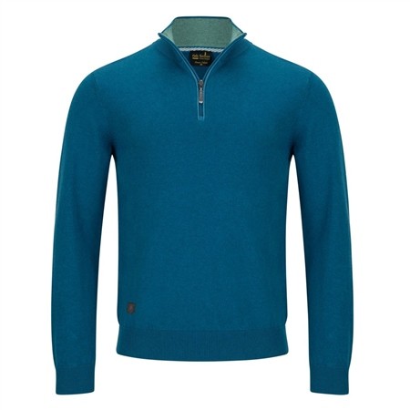 6th Sense Harry 1/4 Zip Sweater - Petrol Blue - 2XL
