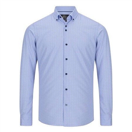 6th Sense Button Down Performance Printed Shirt Per 4 - Blue - L