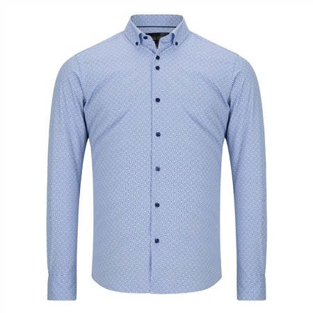 6th Sense Button Down Performance Printed Shirt Per 17 - Blue - M