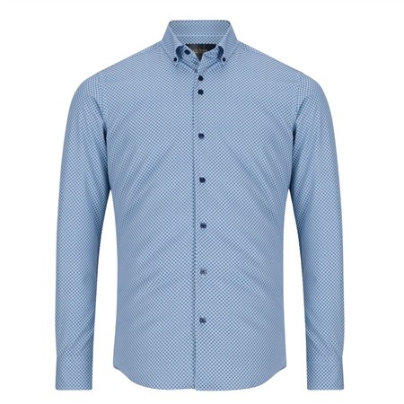 6th Sense Button Down Performance Printed Shirt Per 12 - Blue - M