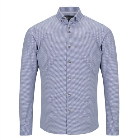 6th Sense Button Down Performance Printed Shirt Per 21 - Blue - M