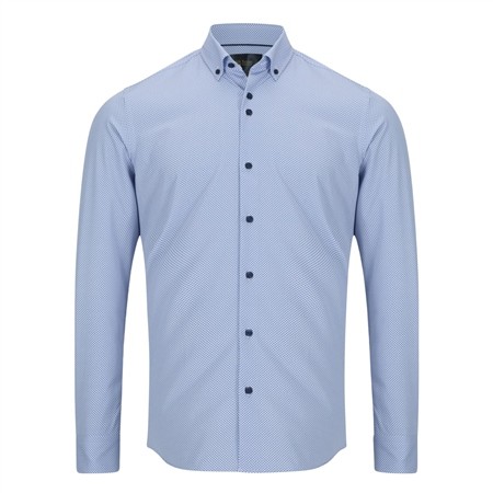 6th Sense Button Down Performance Printed Shirt Per 9 - Blue - L
