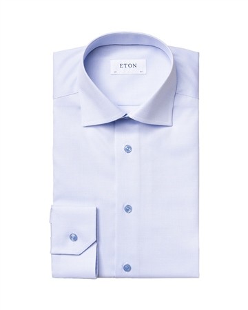Eton Solid Signature Twill Formal Shirt - Blue - 17