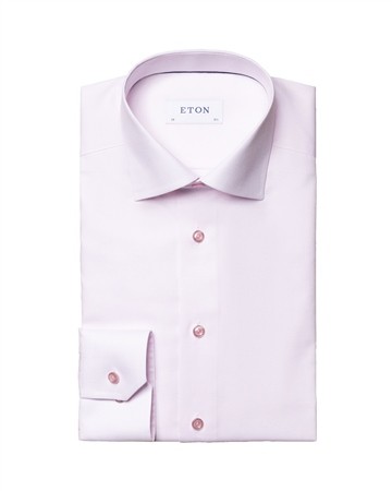 Eton Solid Signature Twill Formal Shirt - Pink - 16.5