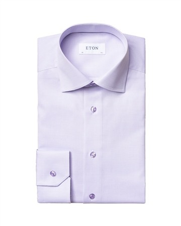 Eton Solid Signature Twill Formal Shirt - Purple - 17.5