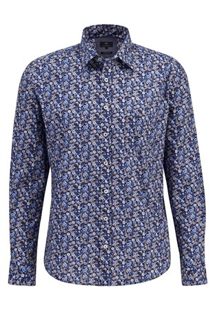 Fynch Hatton Print Shirt - Navy - M
