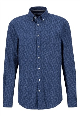 Fynch Hatton Premium Flannel Print Shirt - Blue - L