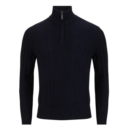 6th Sense Aran 1/4 Zip Jumper - Navy - M