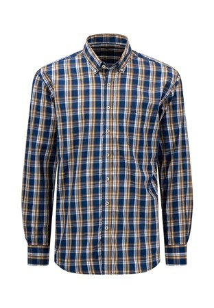 Fynch Hatton Big Check Shirt - Navy - M