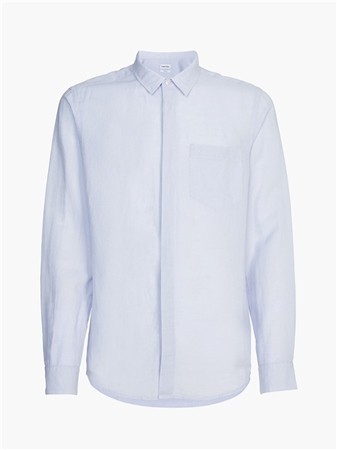 Calvin Klein Linen Cotton Regular Shirt - Blue - L