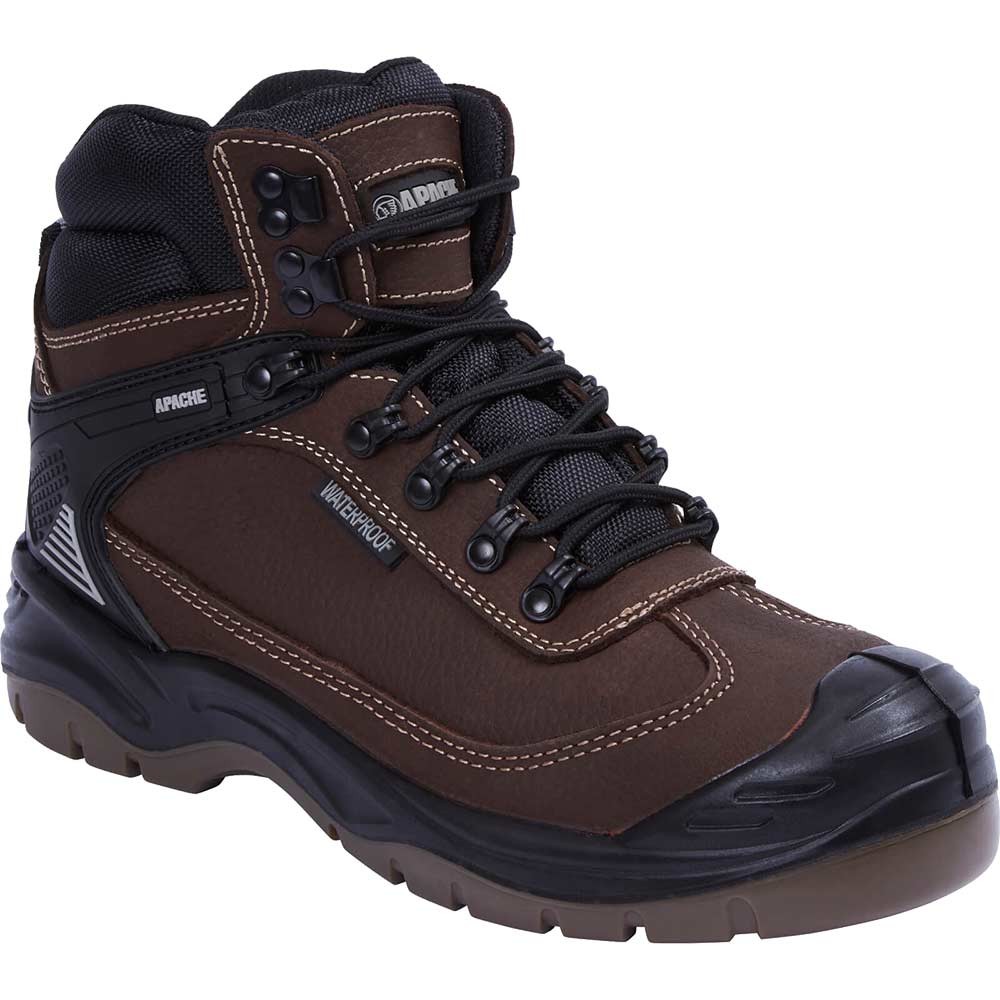 Apache RANGER Waterproof Safety Hiker Boots Brown Size 10