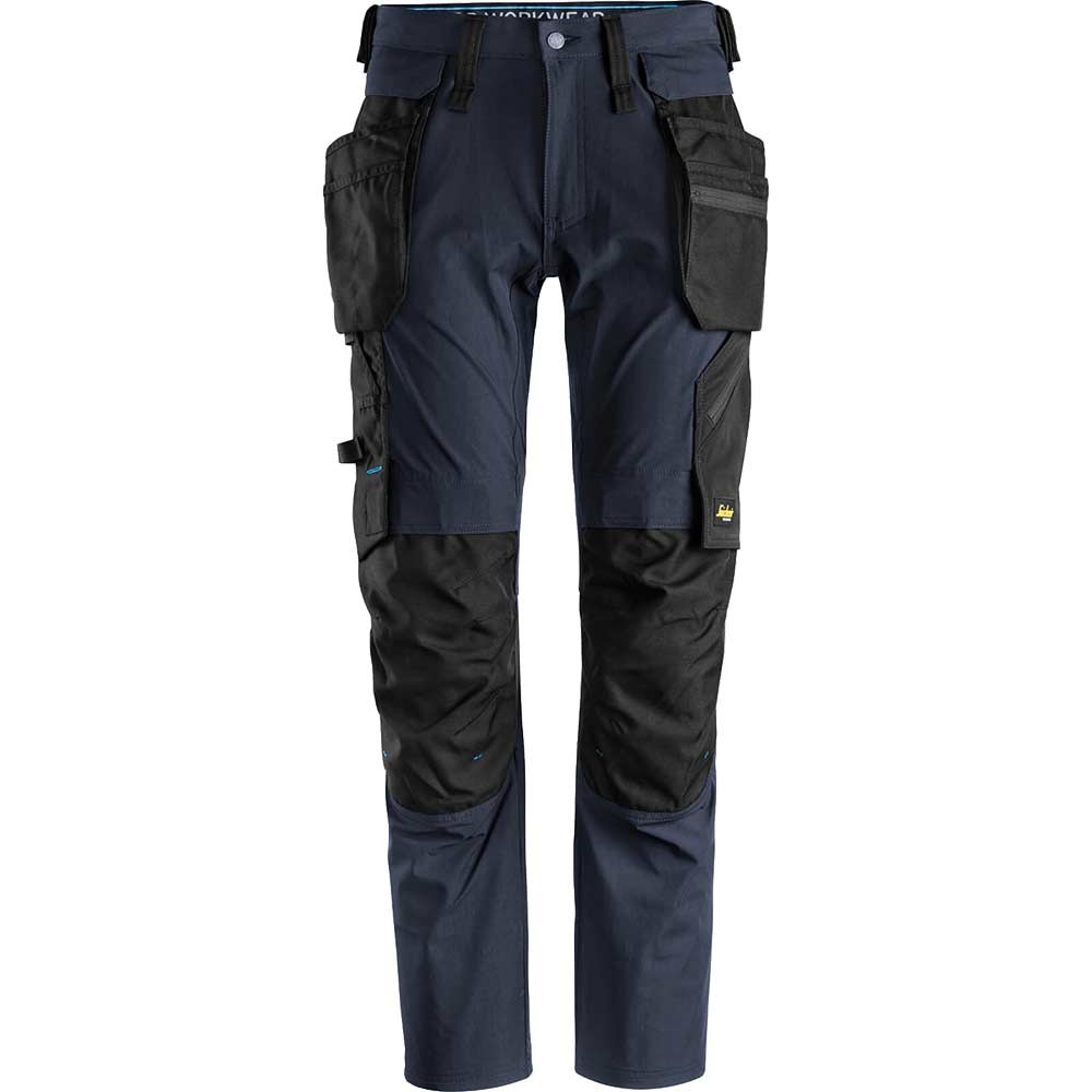 Snickers 6208 Mens Lite Work Stretch Trousers Holster Pockets Navy / Black 38" 35"
