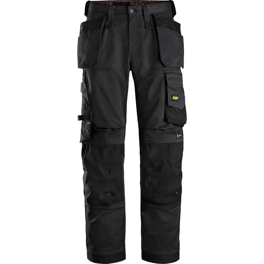 Snickers 6251 Mens Allround Work Stretch Loose Fit Trousers Holster Pockets Black 36" 28"