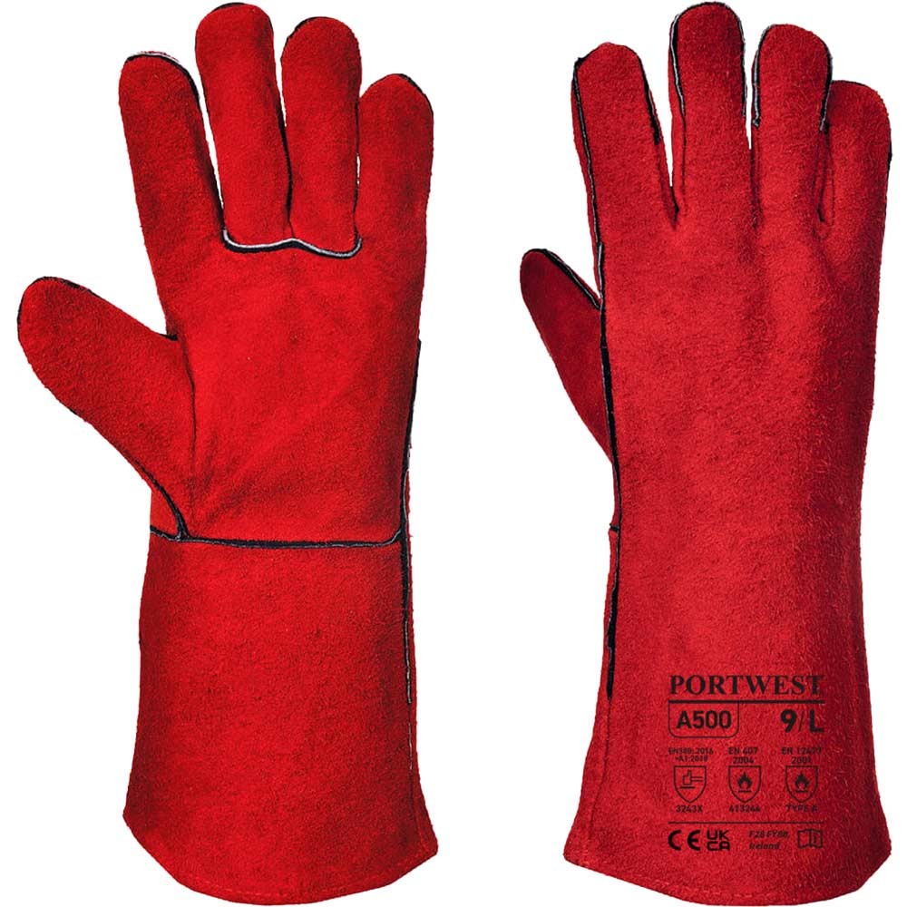Portwest Welders Gauntlets Red 3XL Pack of 1