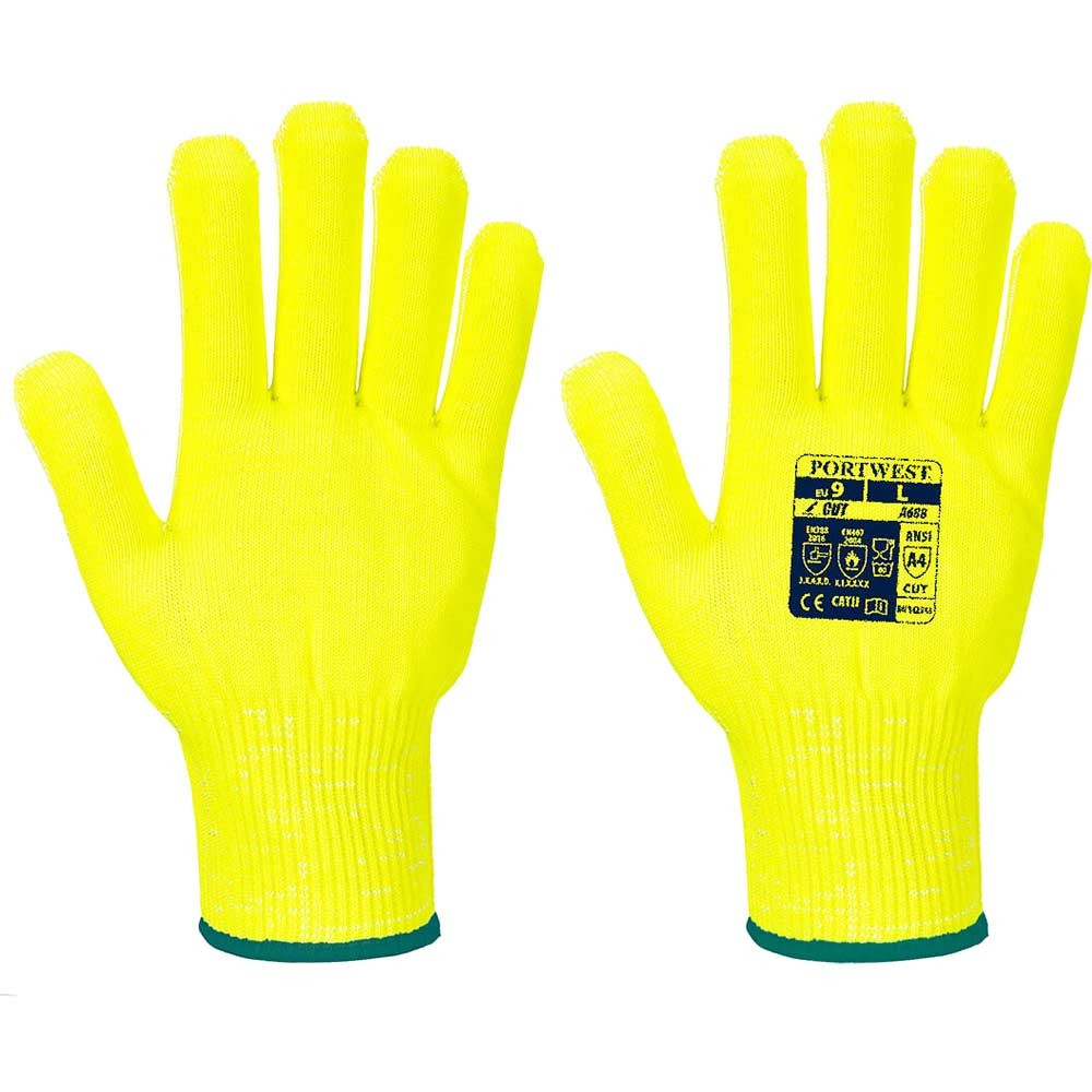 Portwest Pro Cut Liner Food Industry Gloves Yellow M Pack of 1