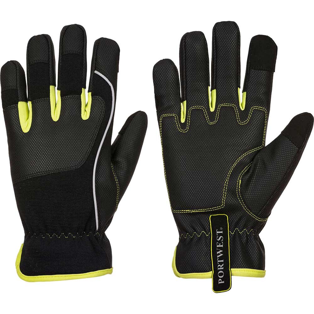 Portwest PW3 Tradesman Work Gloves Black / Yellow M Pack of 1