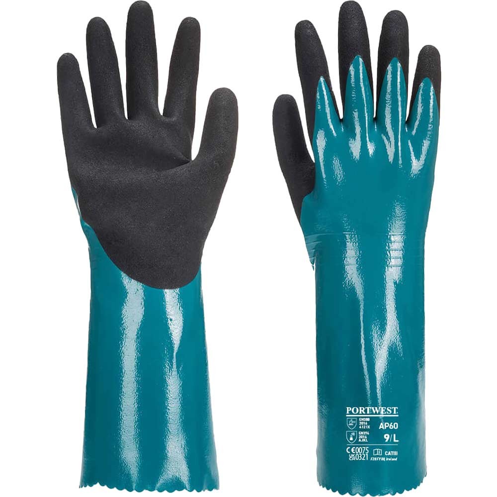 Portwest Nitrile Sandy Grip Lite Gauntlets Blue / Black M