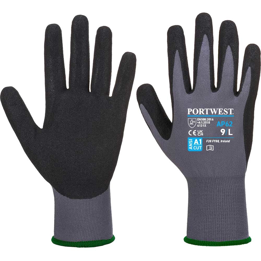 Portwest Dermiflex Aqua Water Repellent Gloves Grey/ Black L