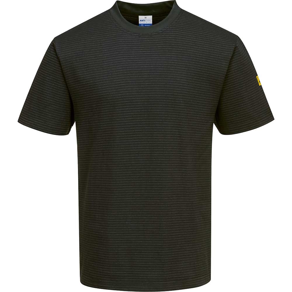 Portwest Mens Anti Static ESD T Shirt Black S