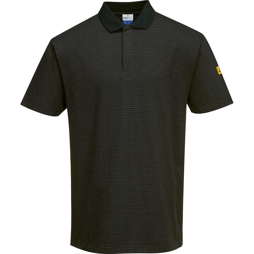 Portwest Mens Anti Static ESD Polo Shirt Black 2XL