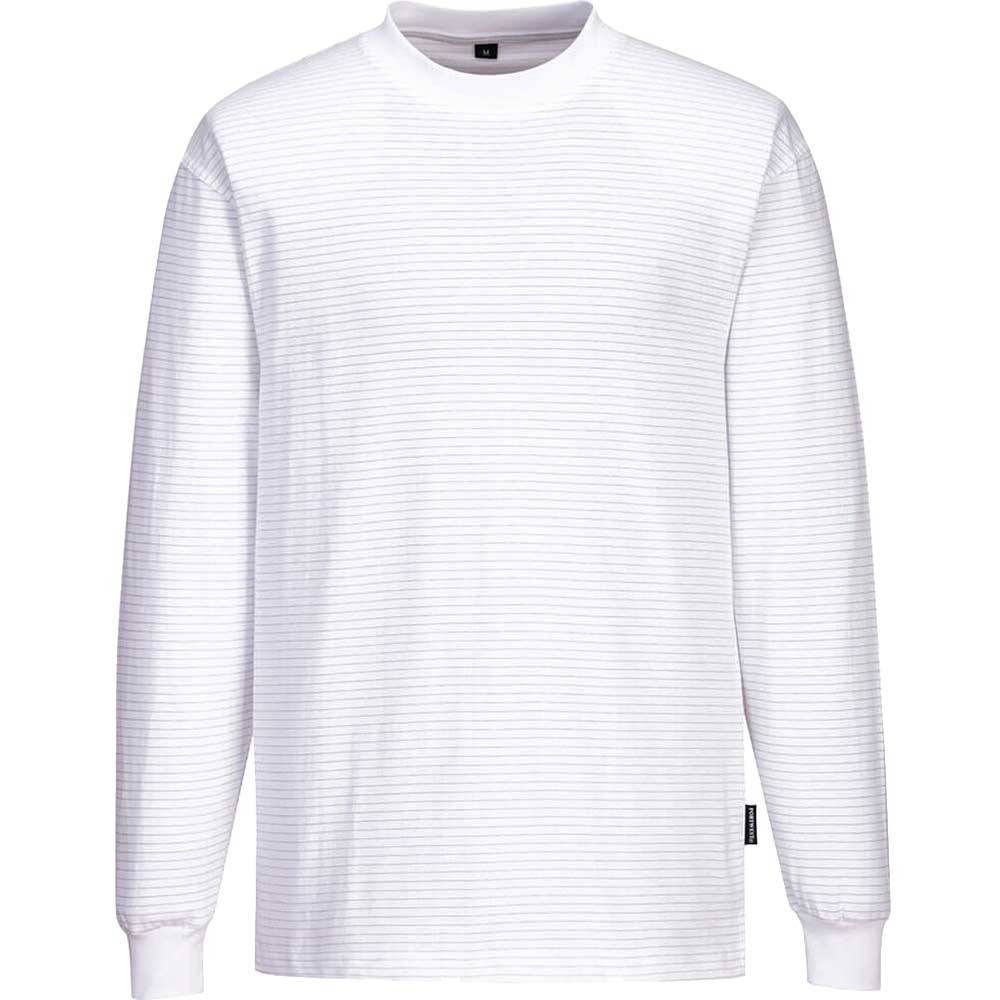 Portwest Anti Static ESD Long Sleeve T Shirt White M