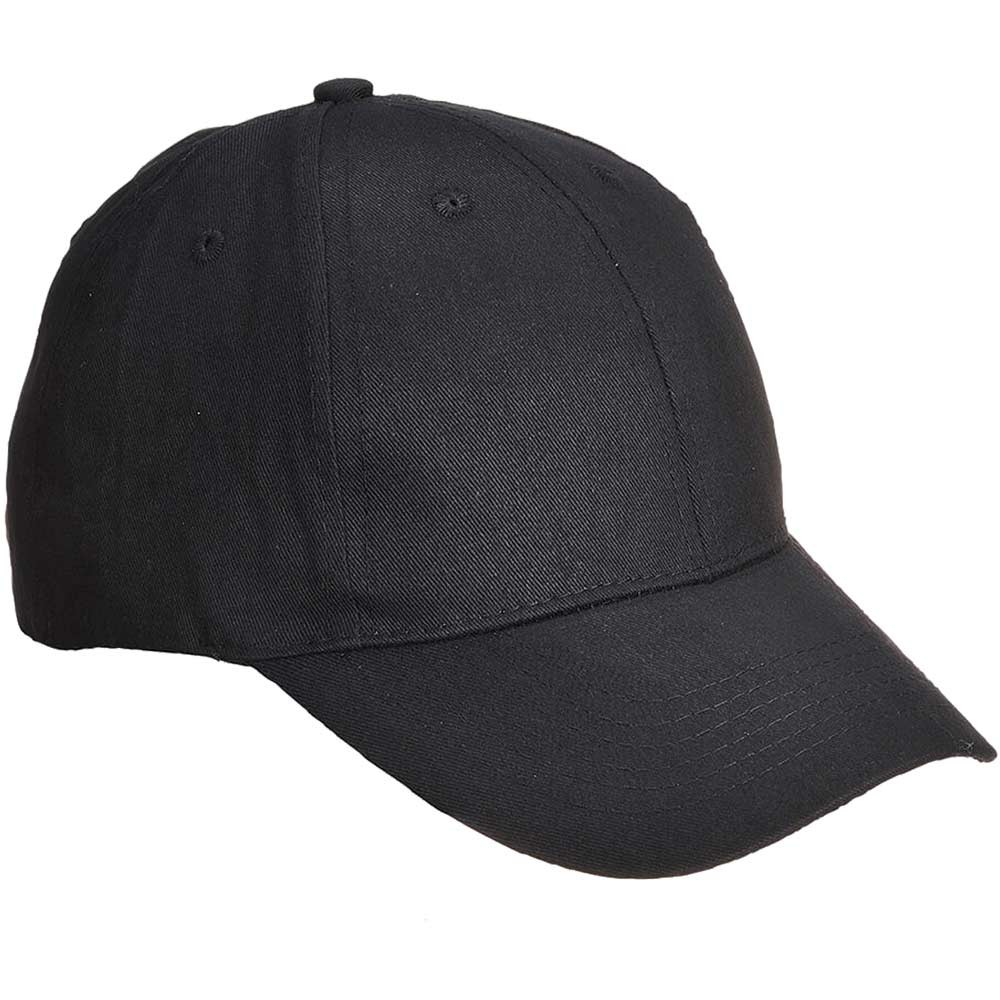 Portwest Six Panel Baseball Cap Black One Size