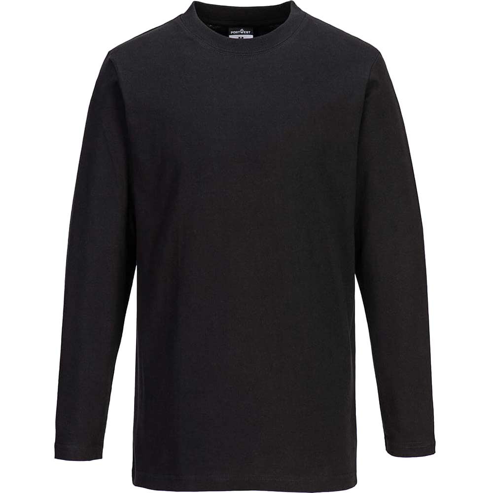 Portwest Mens Long Sleeve T Shirt Black M
