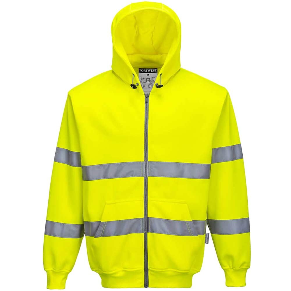 Portwest Zip Front Class 3 Hi Vis Hoodie Yellow L