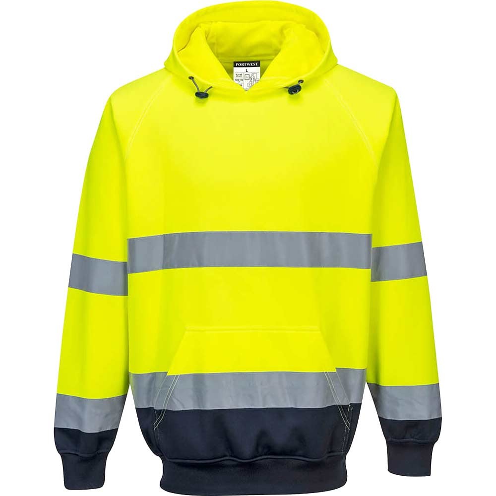 Portwest Hi Vis Contrast Hoodie Yellow / Navy L