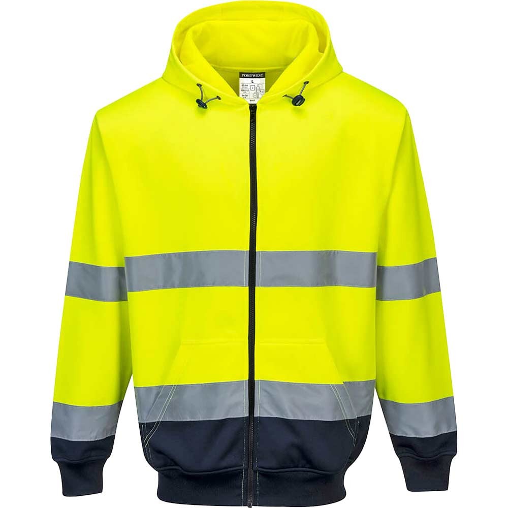 Portwest Hi Vis Contrast Zipped Hoodie Yellow / Navy S