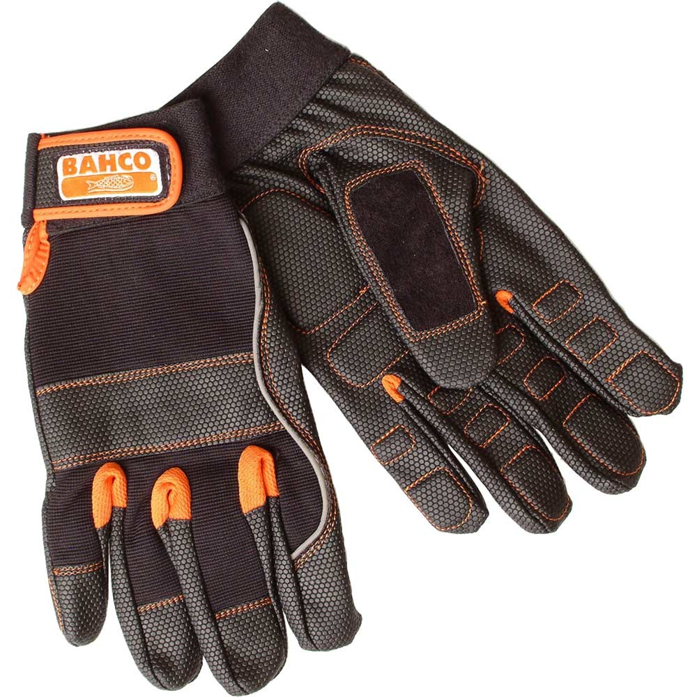 Bahco Anti Vibration Padded Palm Work Gloves Black / Grey M