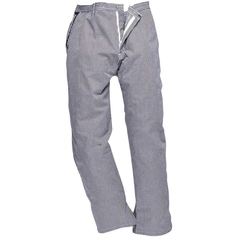 Portwest C075 Barnet Chefs Trousers Check Blue / White S 31"
