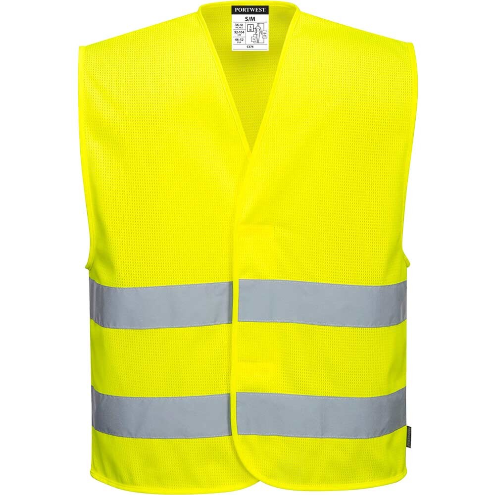 Portwest MeshAir Two Band Mesh Hi Vis Vest Yellow L / XL