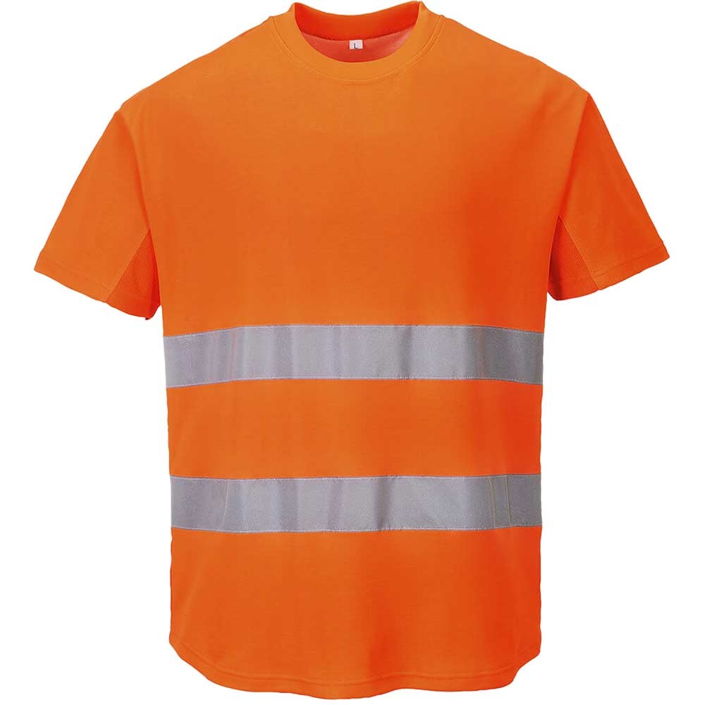 Portwest Cotton Comfort Mesh Insert Hi Vis T Shirt Orange 2XL