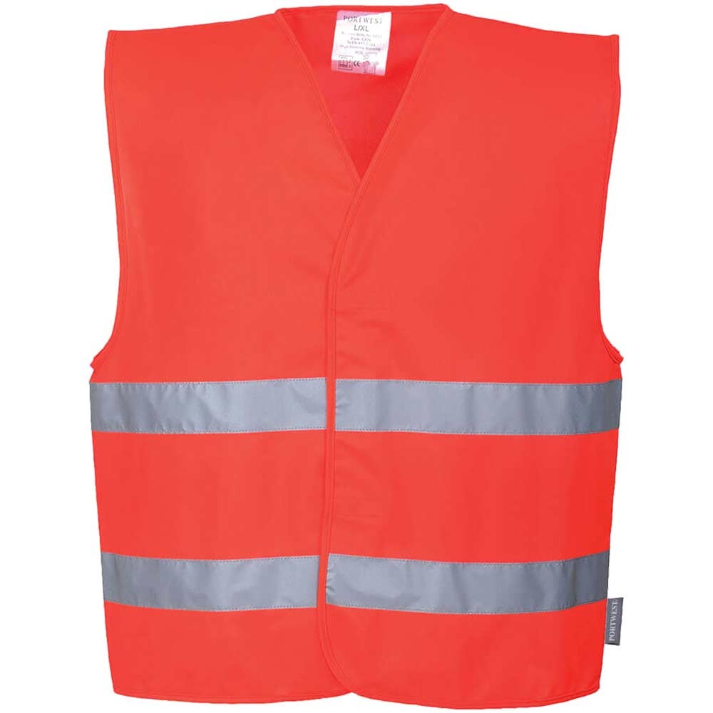 Portwest Two Band Class 2 Hi Vis Waistcoat Red S / M