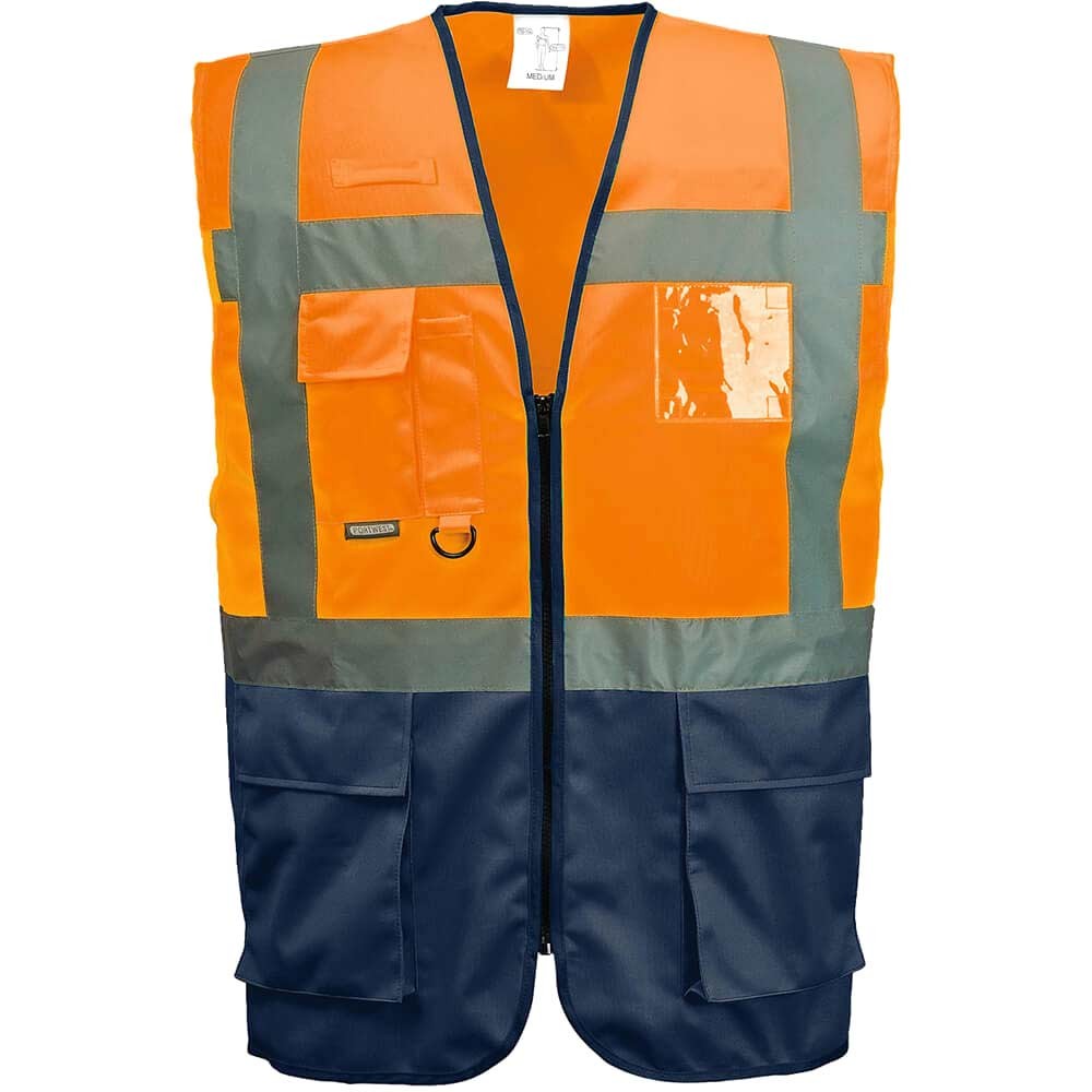 Portwest Warsaw Executive Class 1 Hi Vis Vest Orange / Navy 3XL