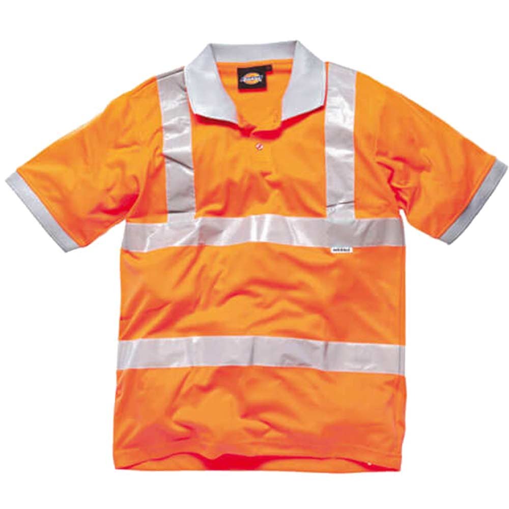 Dickies Mens Hi Vis GO/RT Polo Shirt Orange M