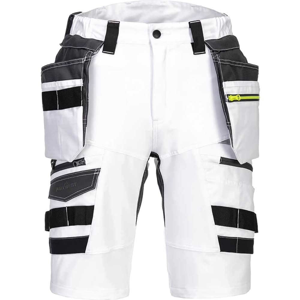 Portwest DX4 Mens Detachable Holster Pocket Shorts White 26"