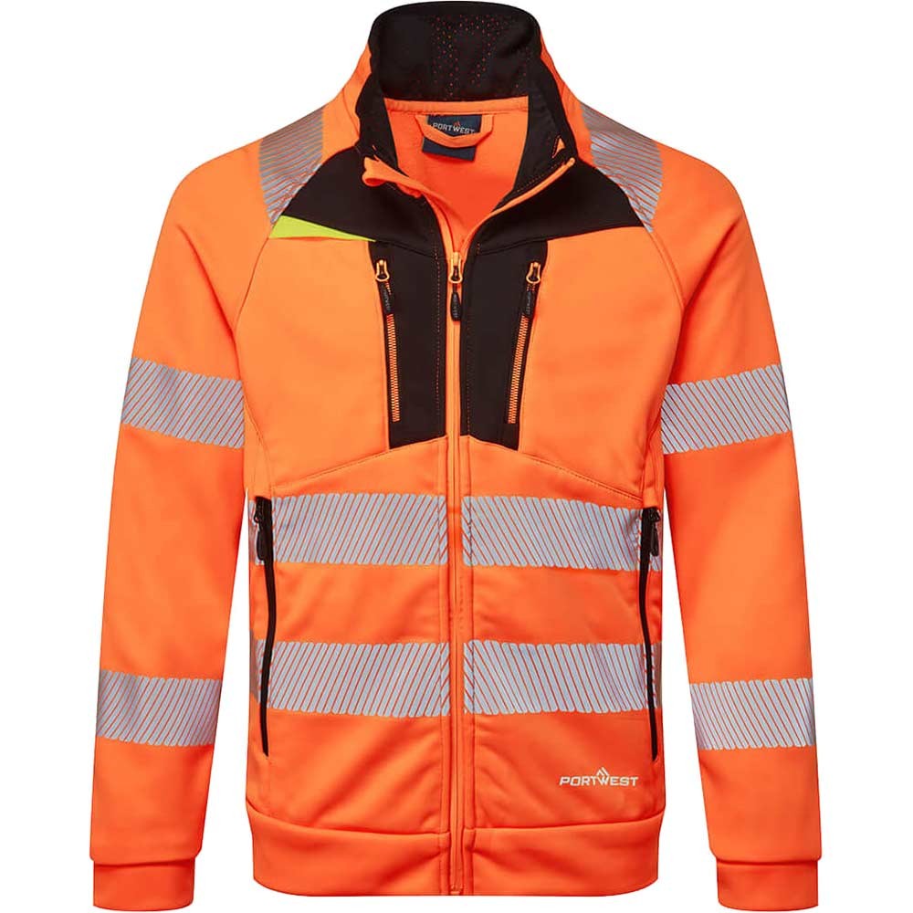 Portwest DX4 Hi Vis Funnel Neck Zipped Sweatshirt Orange / Black 3XL
