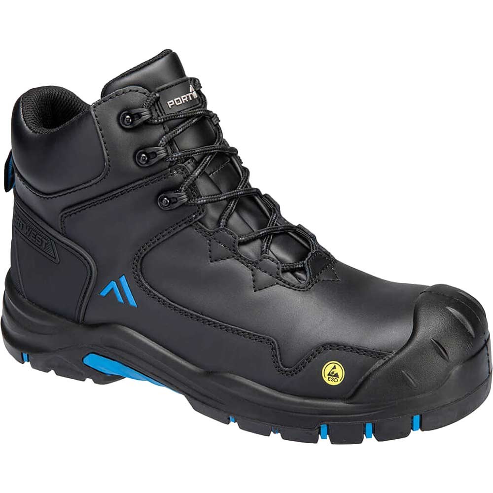 Portwest Apex Composite Mid ESD Safety Boots Black / Blue Size 6