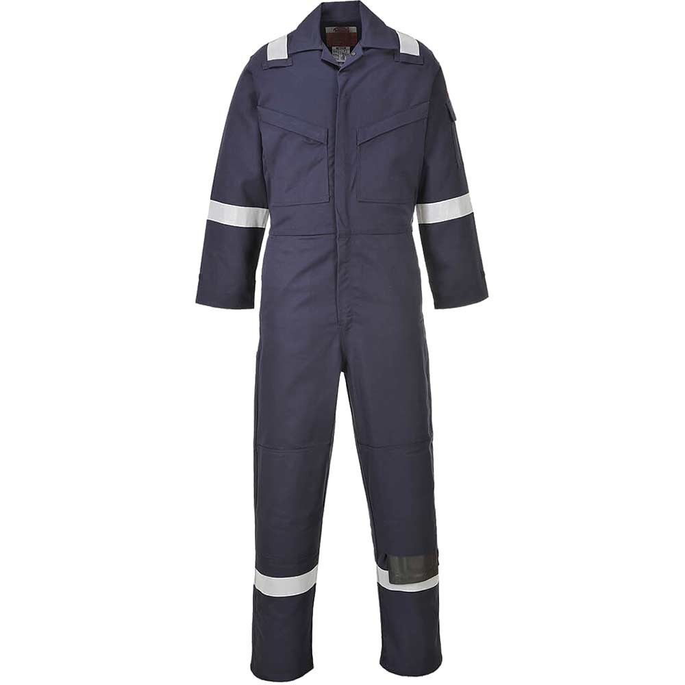 BizFlame Mens Aberdeen Flame Resistant Coverall Navy Blue 44" 32"