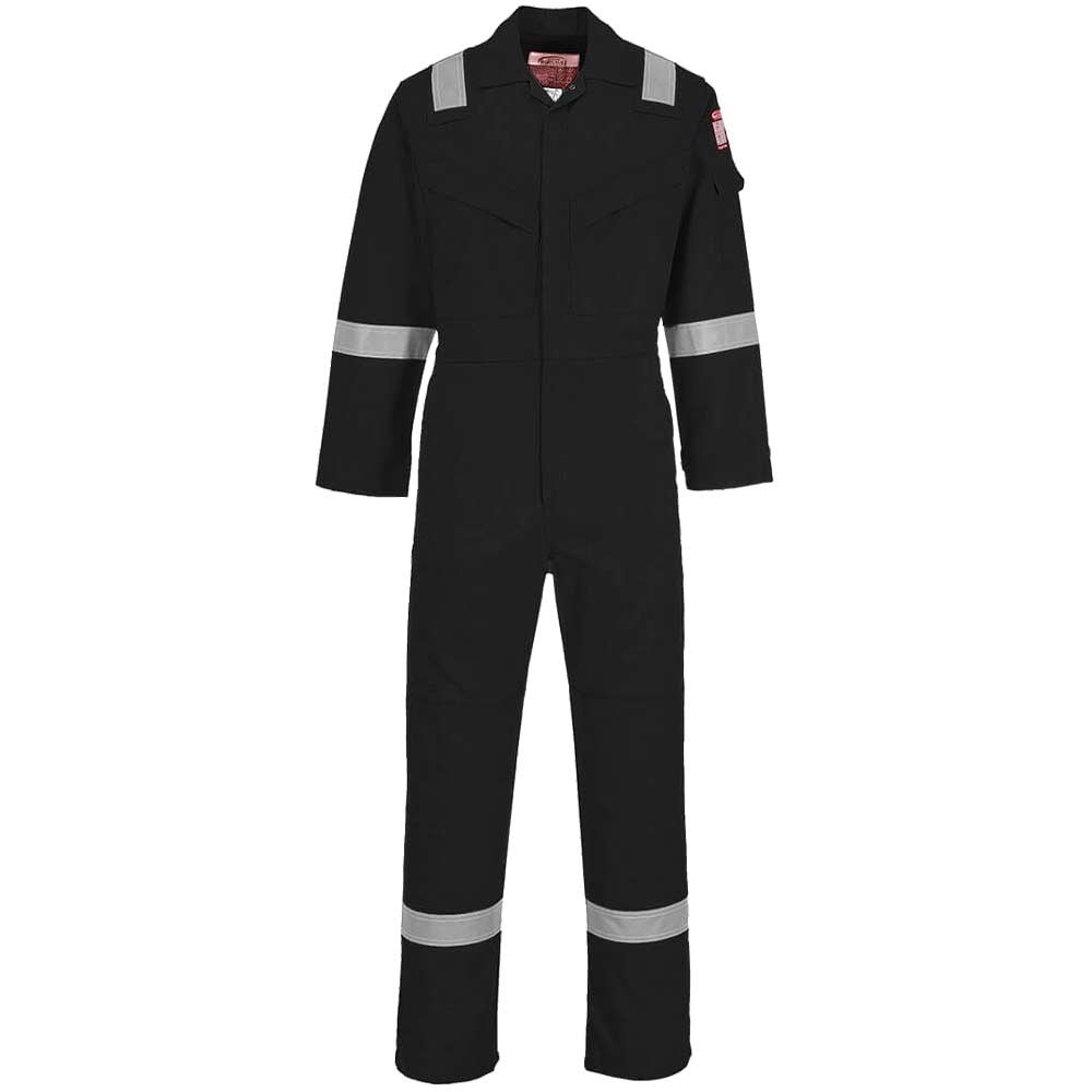 BizFlame Mens Flame Resistant Super Lightweight Antistatic Coverall Black L 32"